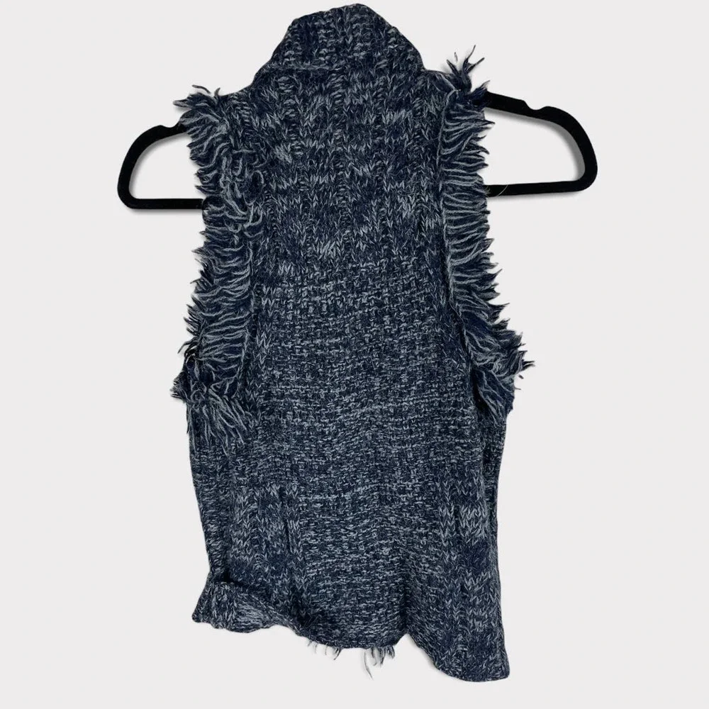 Banana Republic Womens Italian Yarn XS Sweater Vest Zip Up Blue Gray